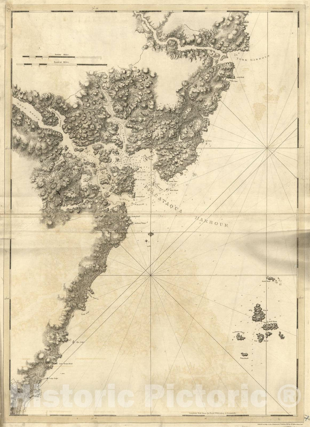 Historic 1800 Map - The Atlantic Neptune - Coast of New England from York Harbor to Godrey's Ledge