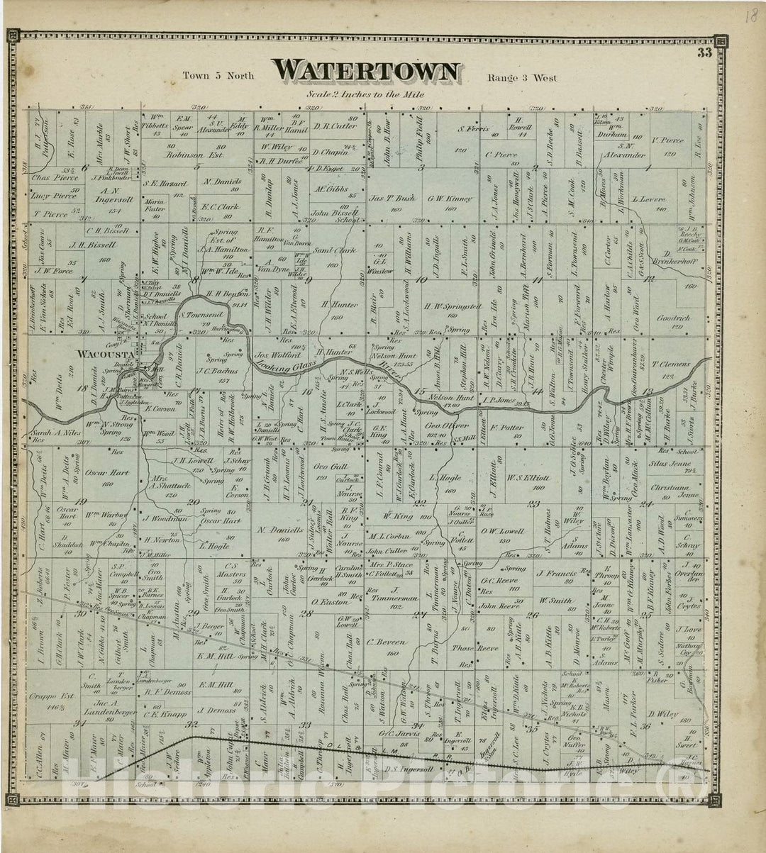 Historic 1873 Map - Atlas of Clinton County, Michigan - Watertown