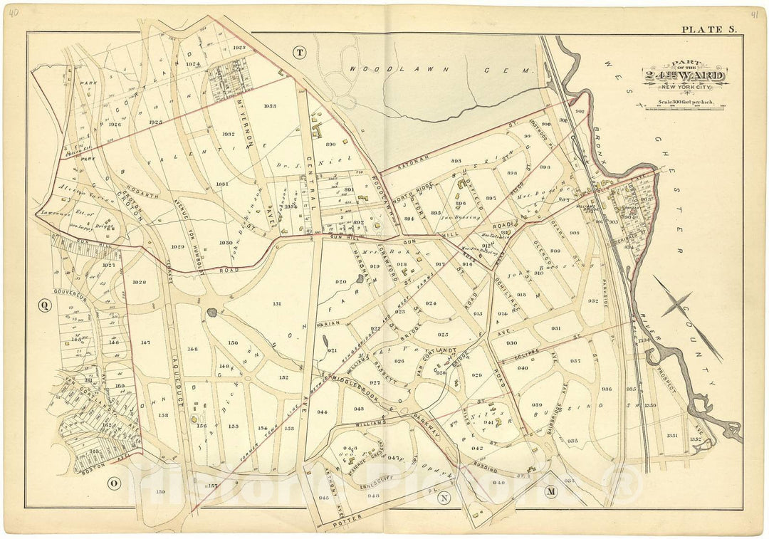 Historic 1882 Map - Atlas of The 24th Ward, City of New York - Part of The 24th Ward New York City - Plate S - Atlas of The Twenty Fourth Ward, New York City