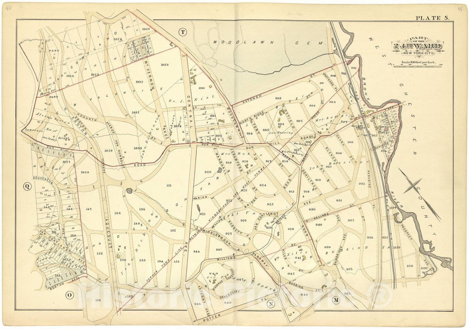 Historic 1882 Map - Atlas of The 24th Ward, City of New York - Part of The 24th Ward New York City - Plate S - Atlas of The Twenty Fourth Ward, New York City