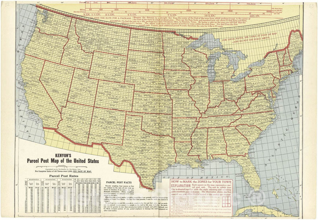 Historic 1914 Map - Atlas and plat Book of Jasper County, Iowa - Kenyon's Parcel Post Map of The United States - Standard Atlas and Directory of Jasper County, Iowa