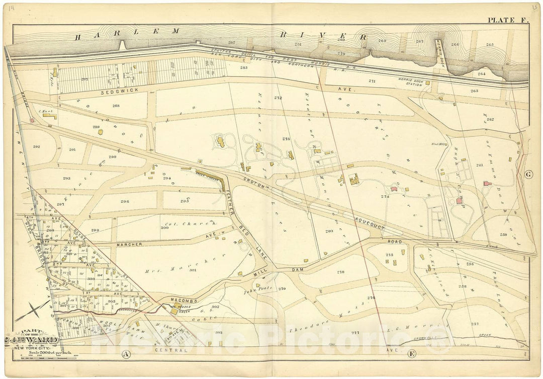 Historic 1882 Map - Atlas of The 24th Ward, City of New York - Part of The 24th Ward New York City - Plate F - Atlas of The Twenty Fourth Ward, New York City