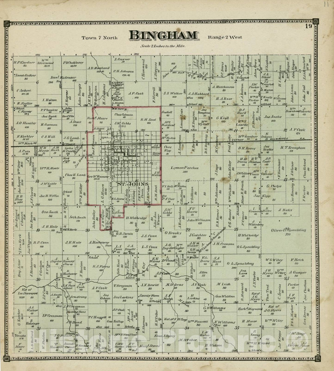 Historic 1873 Map - Atlas of Clinton County, Michigan - Bingham