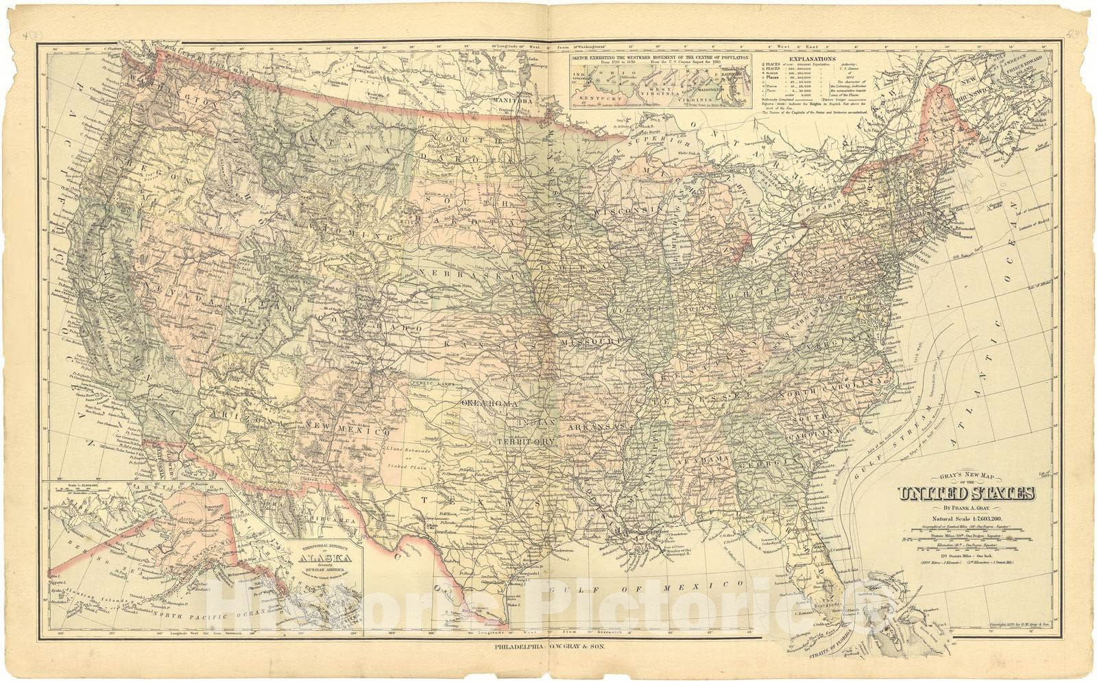 Historic 1891 Map - Plat Book of Tazewell County, Illinois - Gray's New Map of The United States