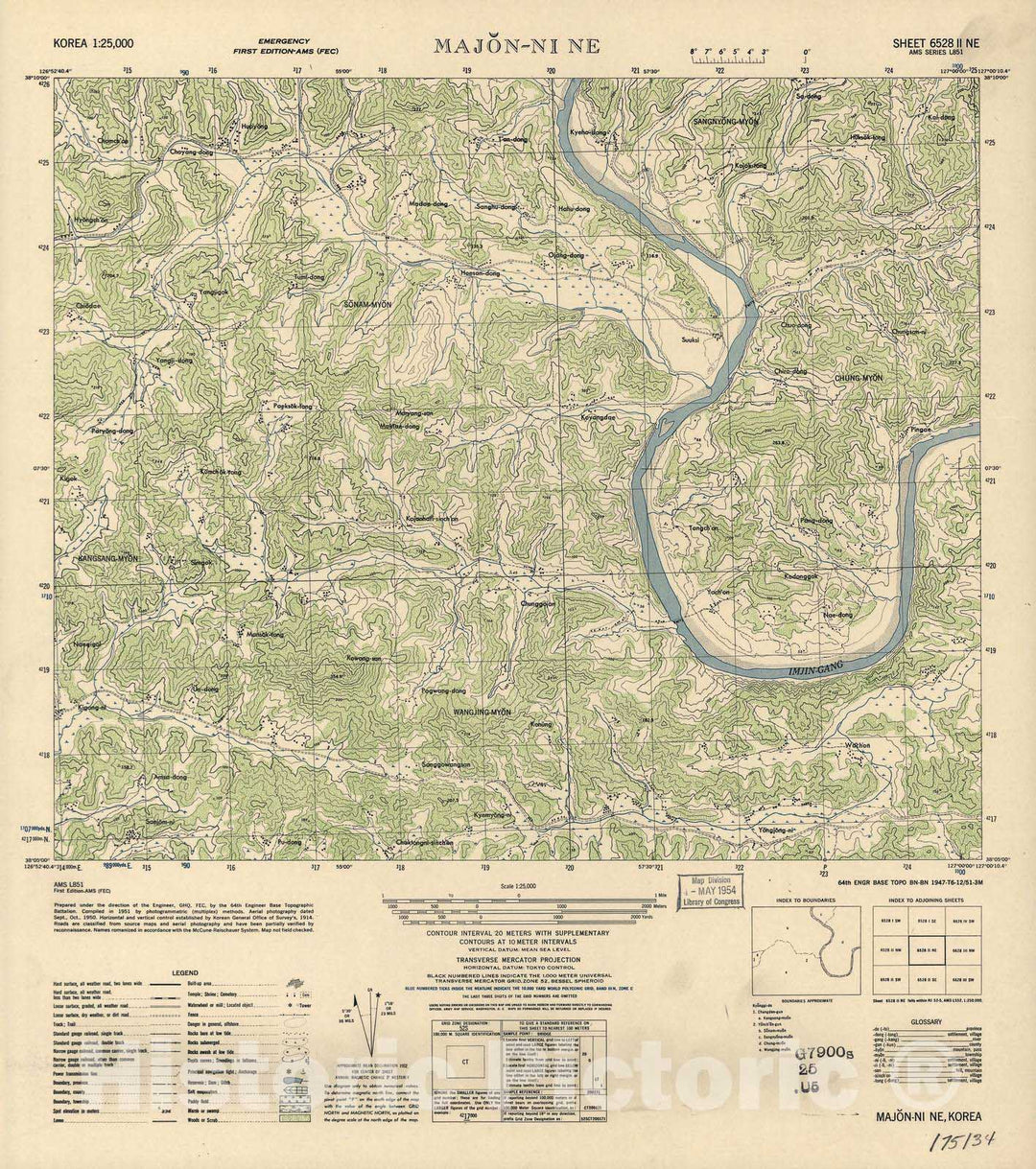 Historic 1952 Map - Korea 1:25,000 - Majon-Ni NE - Series L851