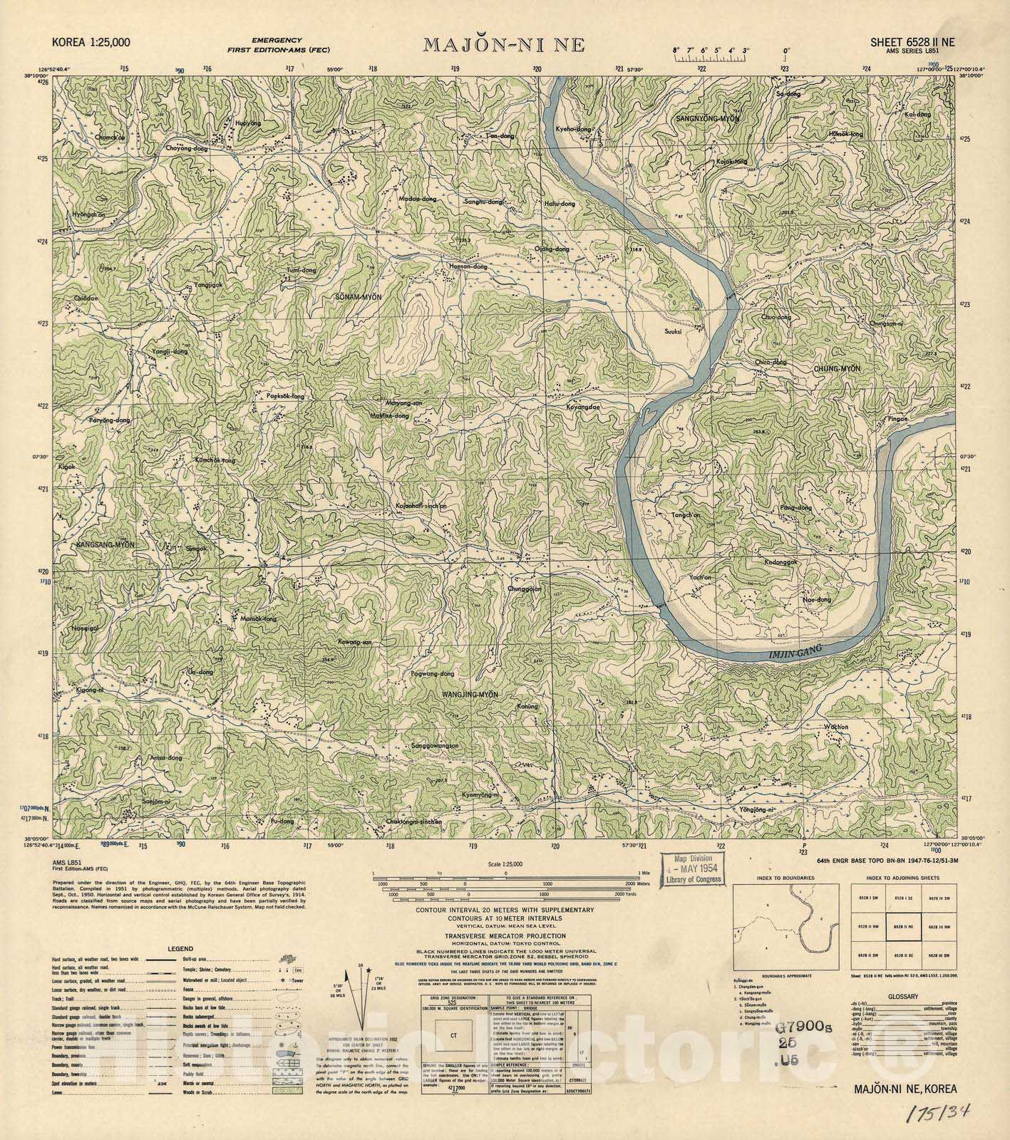 Historic 1952 Map - Korea 1:25,000 - Majon-Ni NE - Series L851