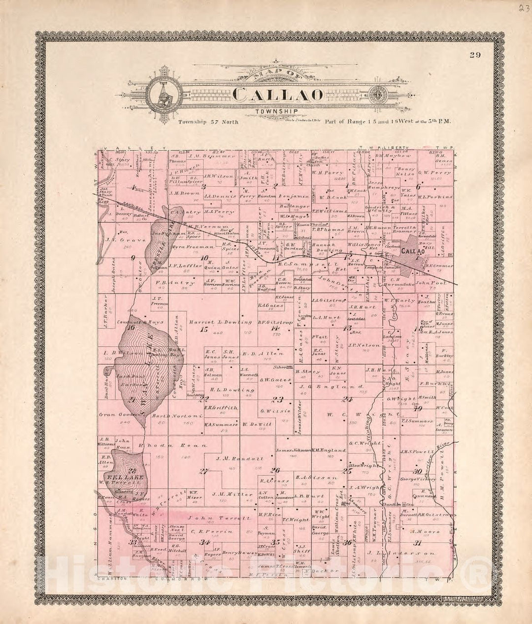 Historic 1897 Map - Standard Atlas of Macon County, Missouri : Including a plat Book of The Villages, Cities and townships of The County, map of The State - Narrows Township