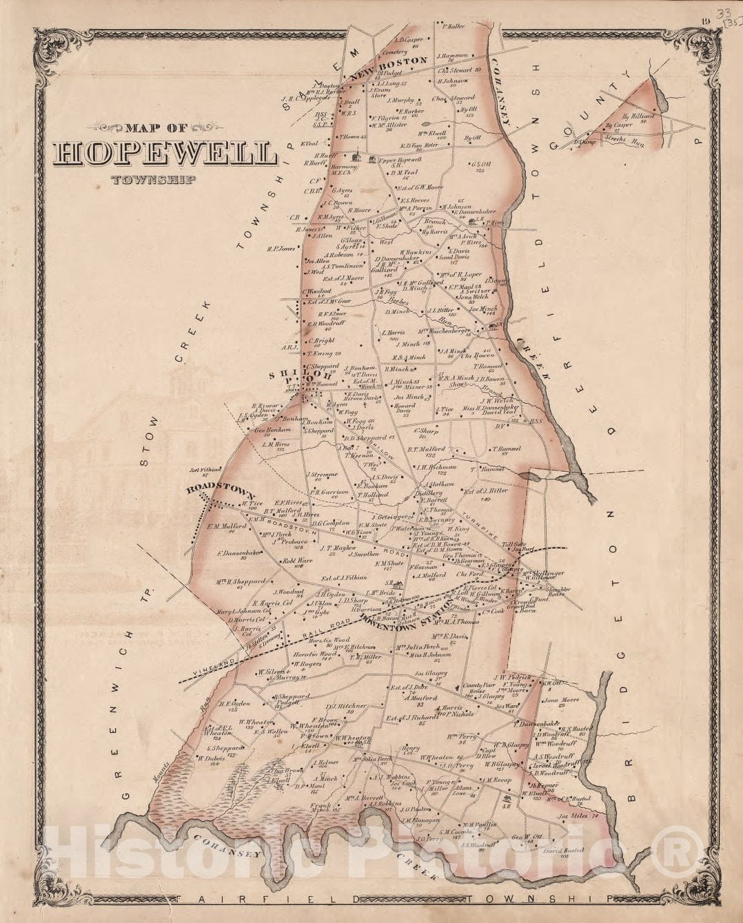 Historic 1876 Map - Combination Atlas map of Cumberland County, New Jersey - United States - New Historical Atlas of Cumberland Co, New Jersey :