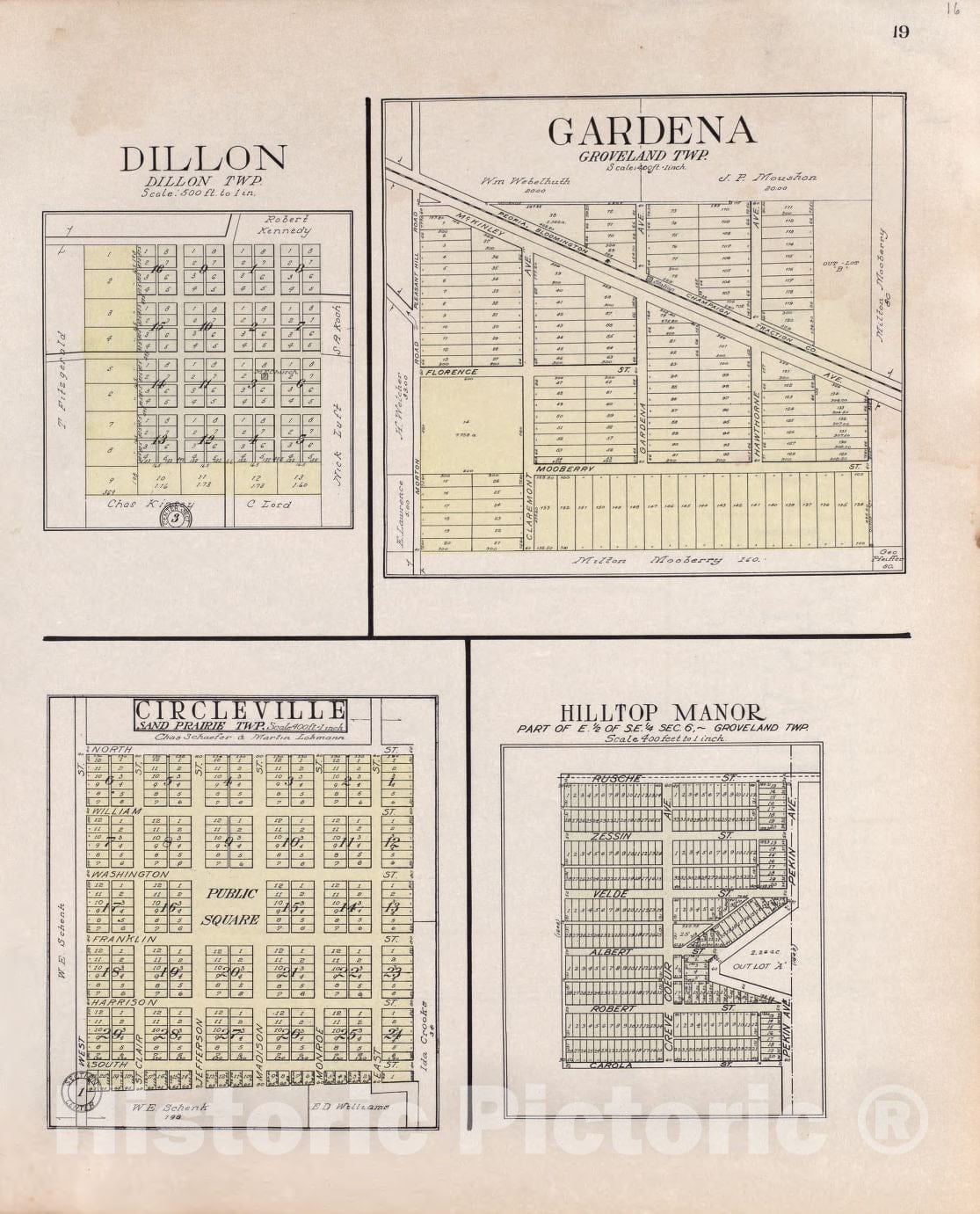 Historic 1929 Map - Standard Atlas of Tazewell County, Illinois : Including a plat Book of The Villages, Cities and townships of The County, map of The State - Fon du Lac