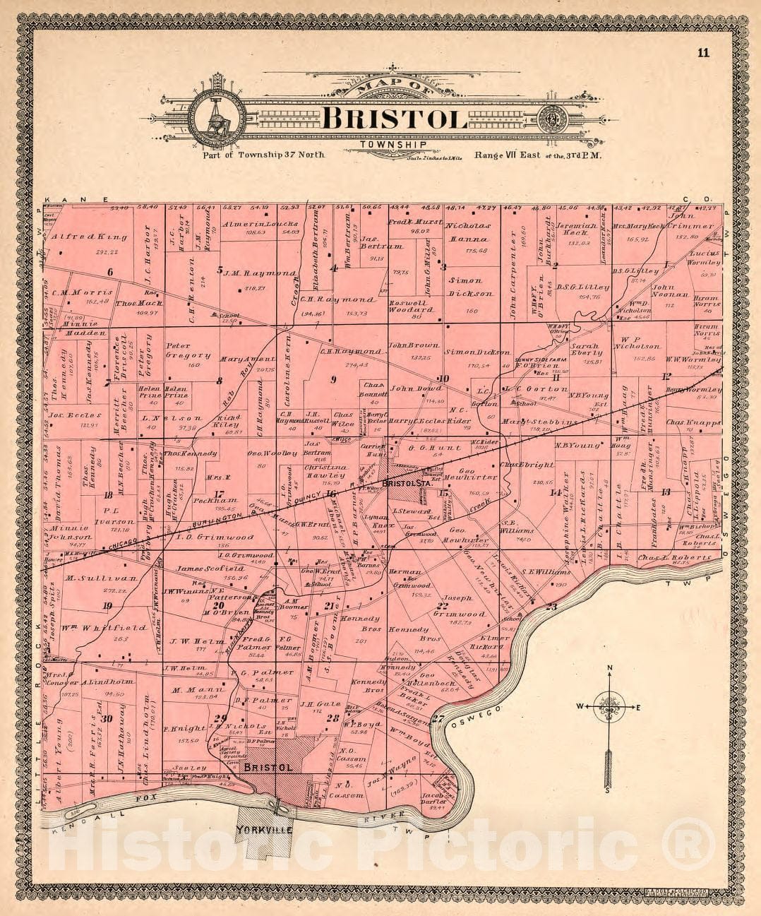 Historic 1903 Map - Standard Atlas of Kendall County, Illinois : Including a plat Book of The Villages, Cities and townships of The County, map of The State - The World