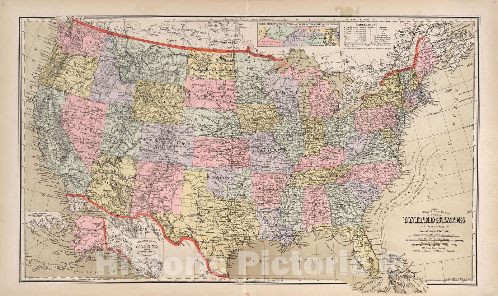 Historic 1903 Map - 20th Century Atlas of Clinton County, Indiana - Gray's New Map of The United States - Twentieth Century Atlas of Clinton County, Indiana