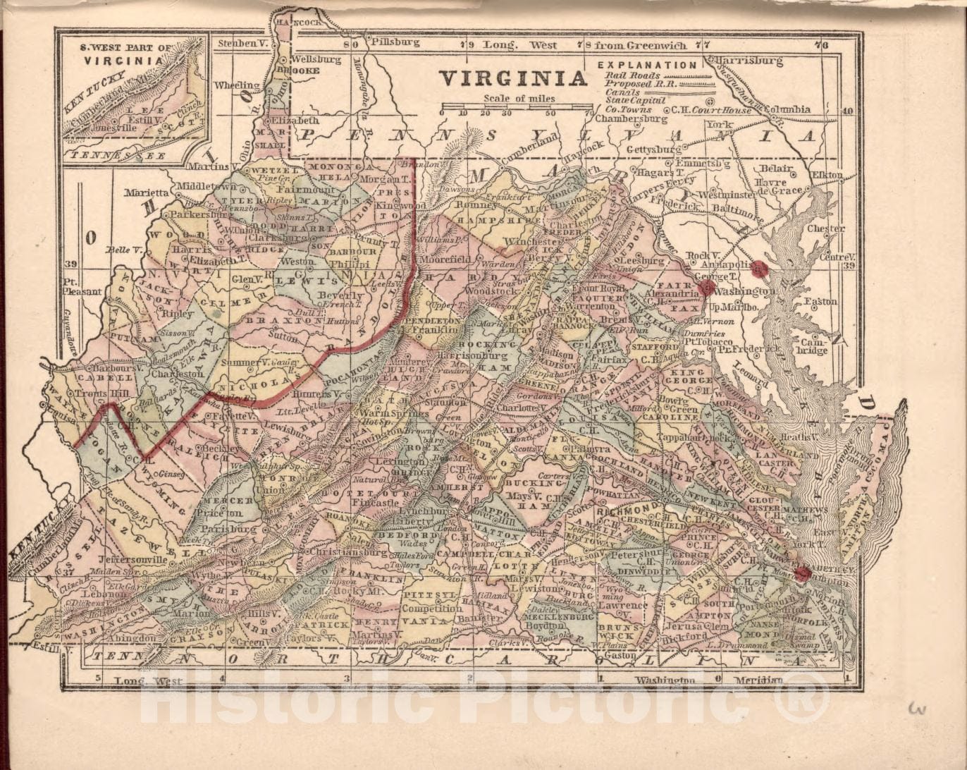 Historic 1861 Map - The Campaign Atlas, for 1861 : United States. - Virginia