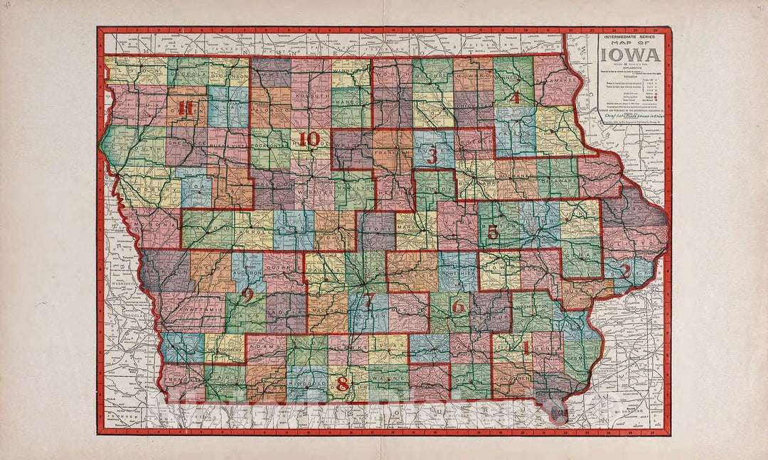 Historic 1917 Map - Atlas of Allamakee County, Iowa - Intermediate Series United States