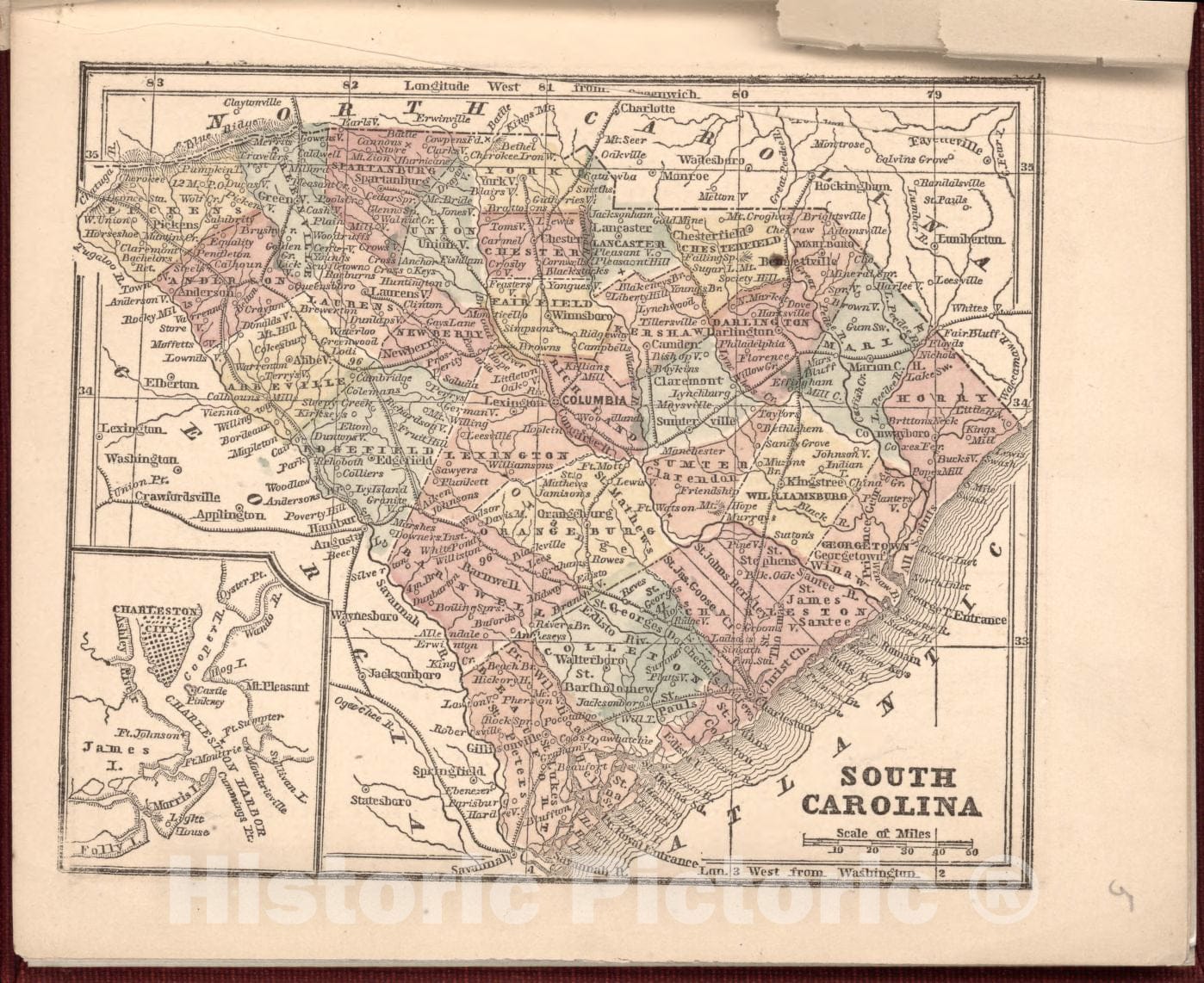 Historic 1861 Map - The Campaign Atlas, for 1861 : United States. - South Carolina