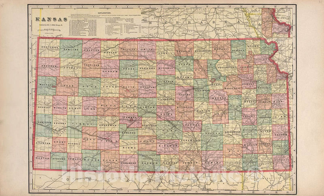 Historic 1907 Map - Standard Atlas of Hodgeman County, Kansas - Map of The World on Mercator's Projection