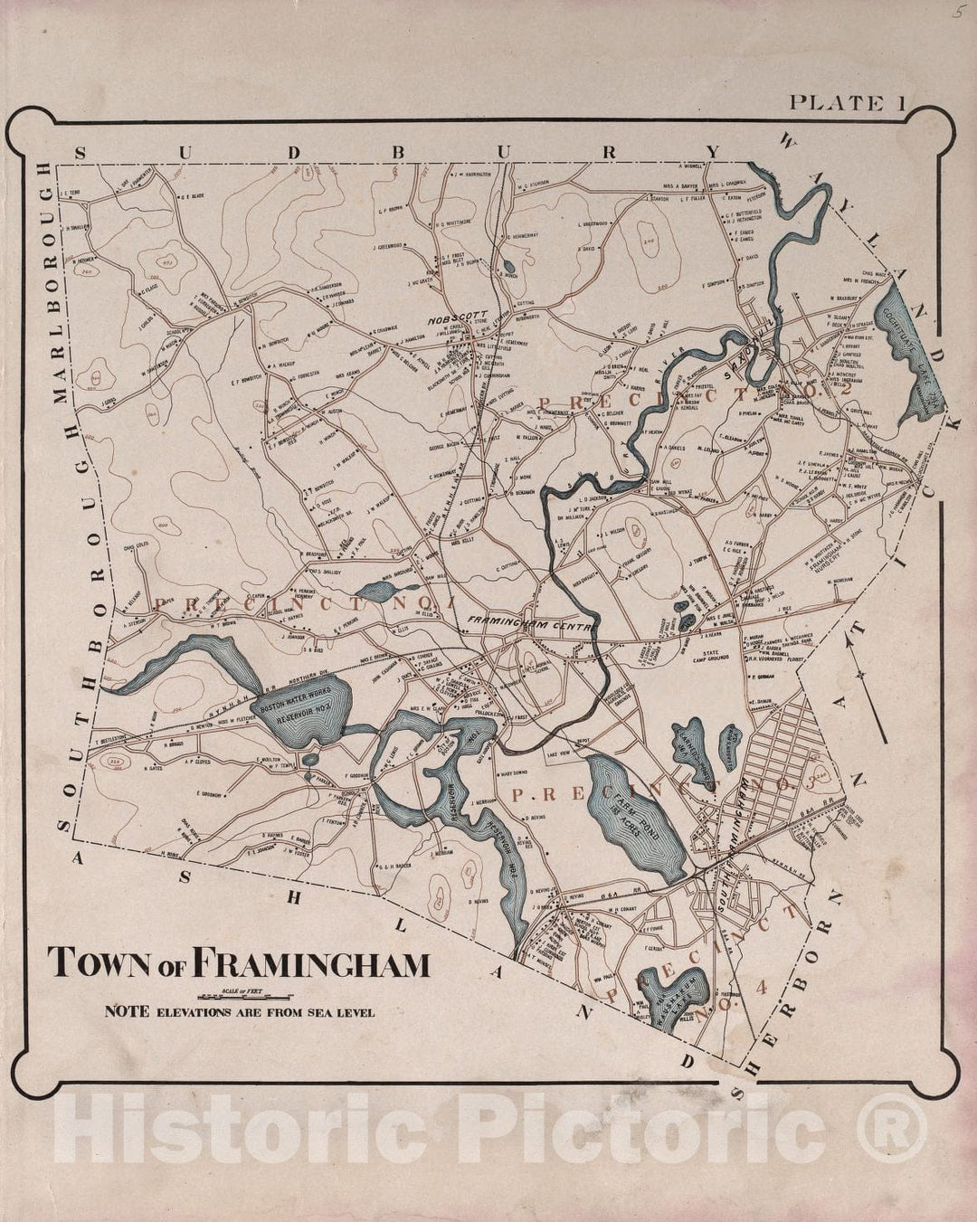 Historic 1895 Map - Atlas of The Town of Framingham, Mass. - Framingham - Atlas of The Town of Framingham, Massachusetts