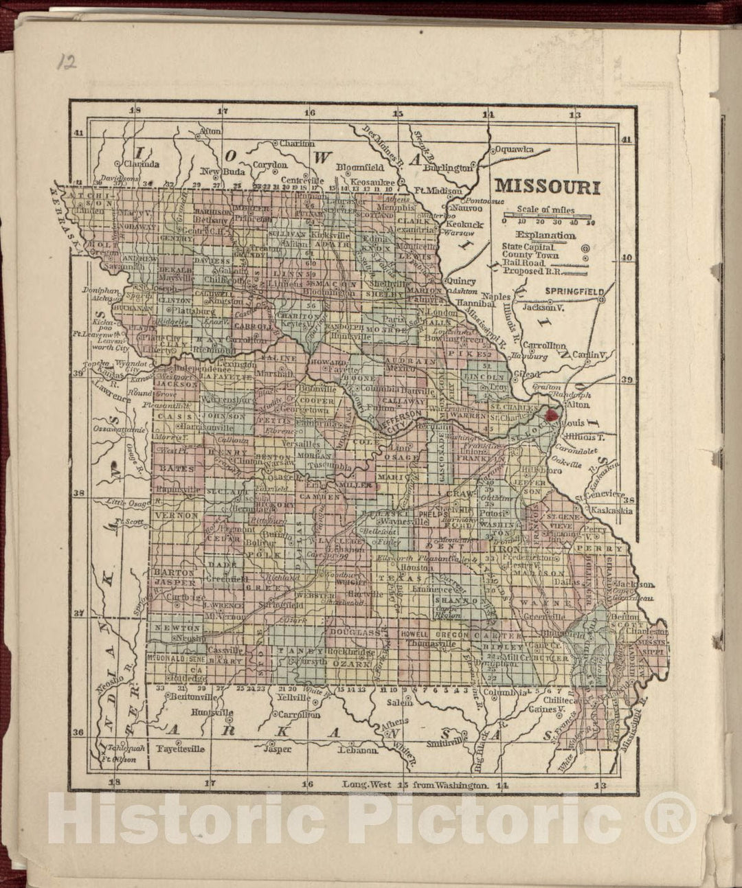 Historic 1861 Map - The Campaign Atlas, for 1861 : United States. - Missouri