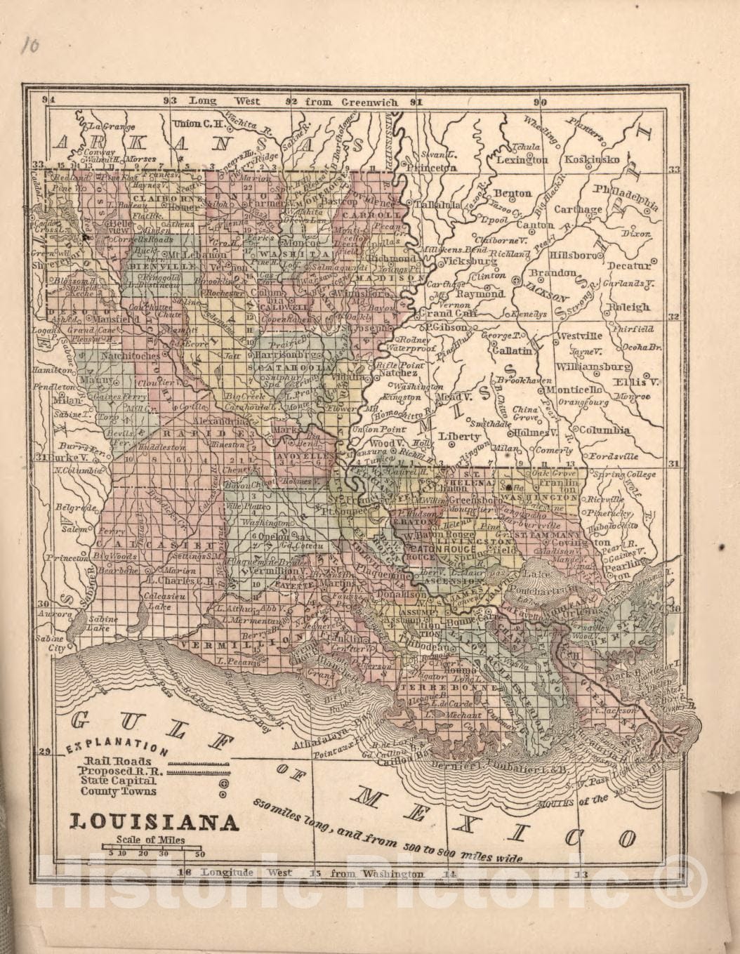 Historic 1861 Map - The Campaign Atlas, for 1861 : United States. - Louisiana