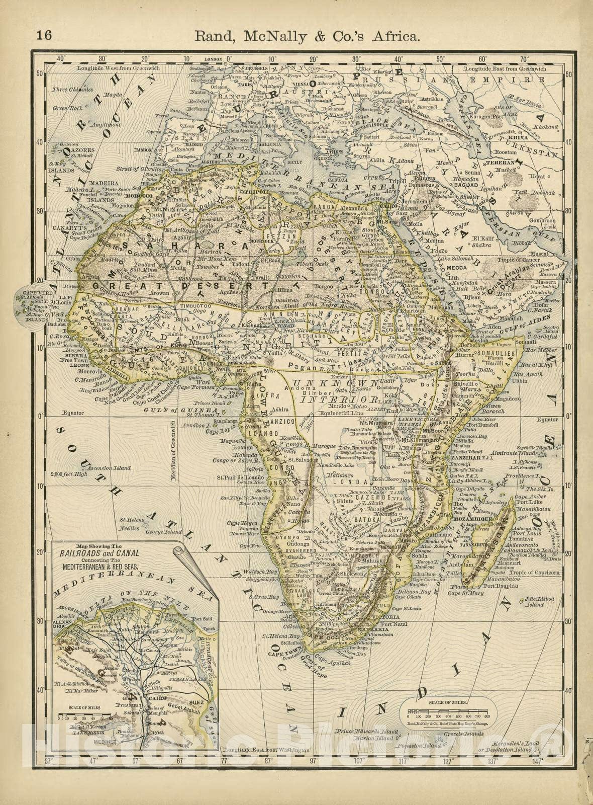 Historic 1878 Map - Rand McNally & Co's Business Atlas - Rand, McNally & Co.'s Africa -