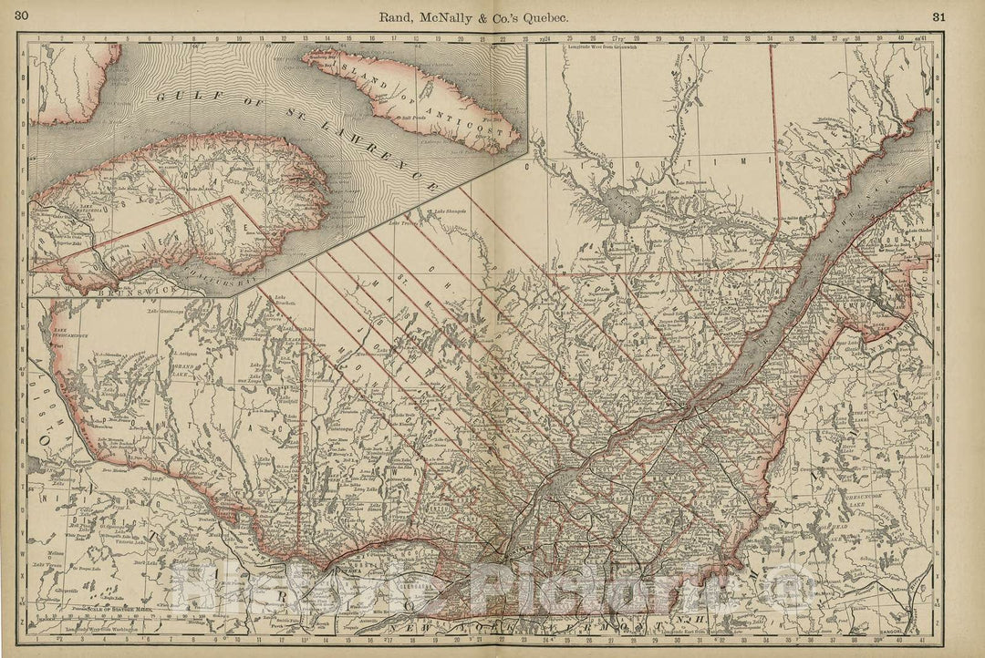 Historic 1878 Map - Rand McNally & Co's Business Atlas - Rand, McNally & Co.'s Quebec -