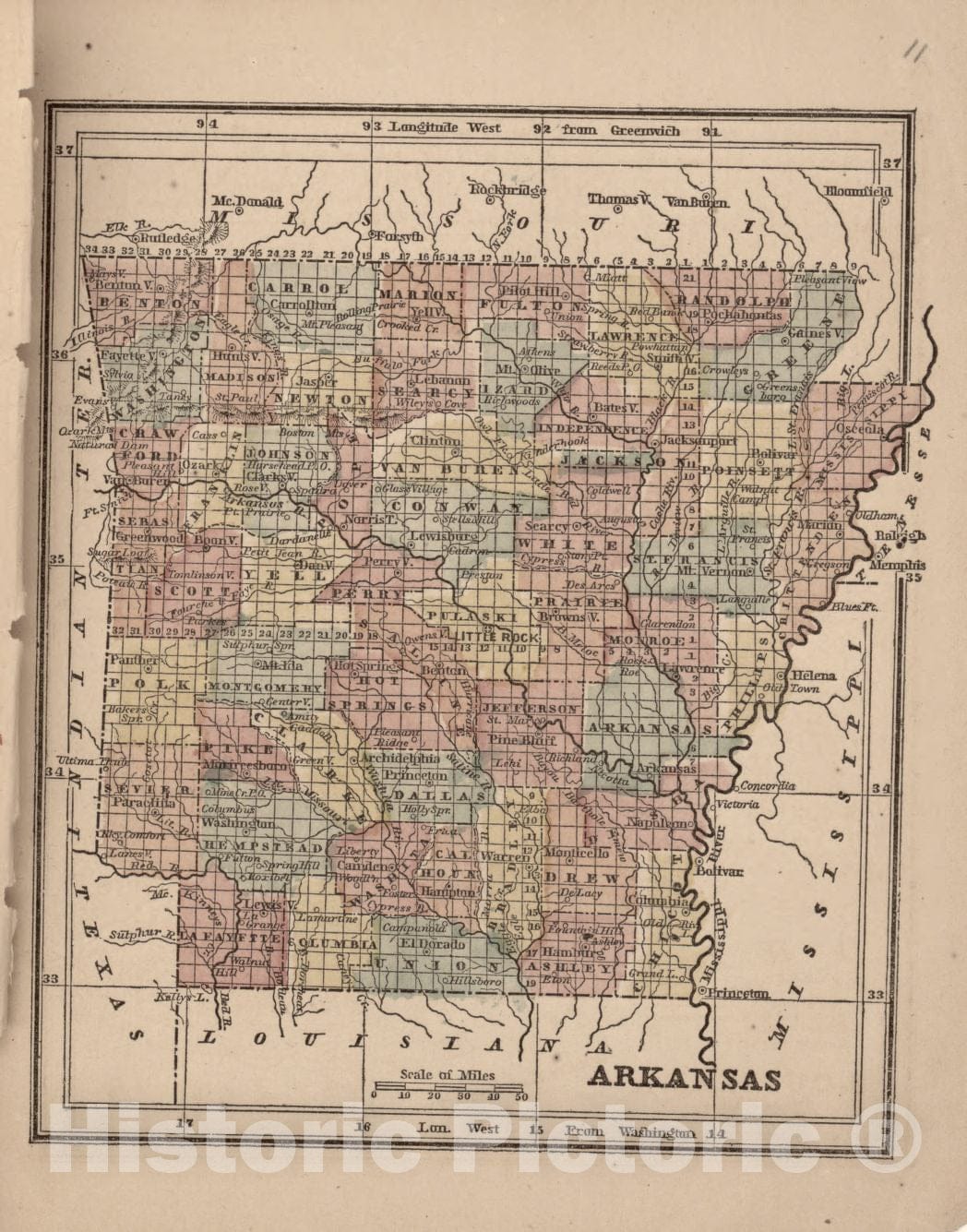 Historic 1861 Map - The Campaign Atlas, for 1861 : United States. - Arkansas