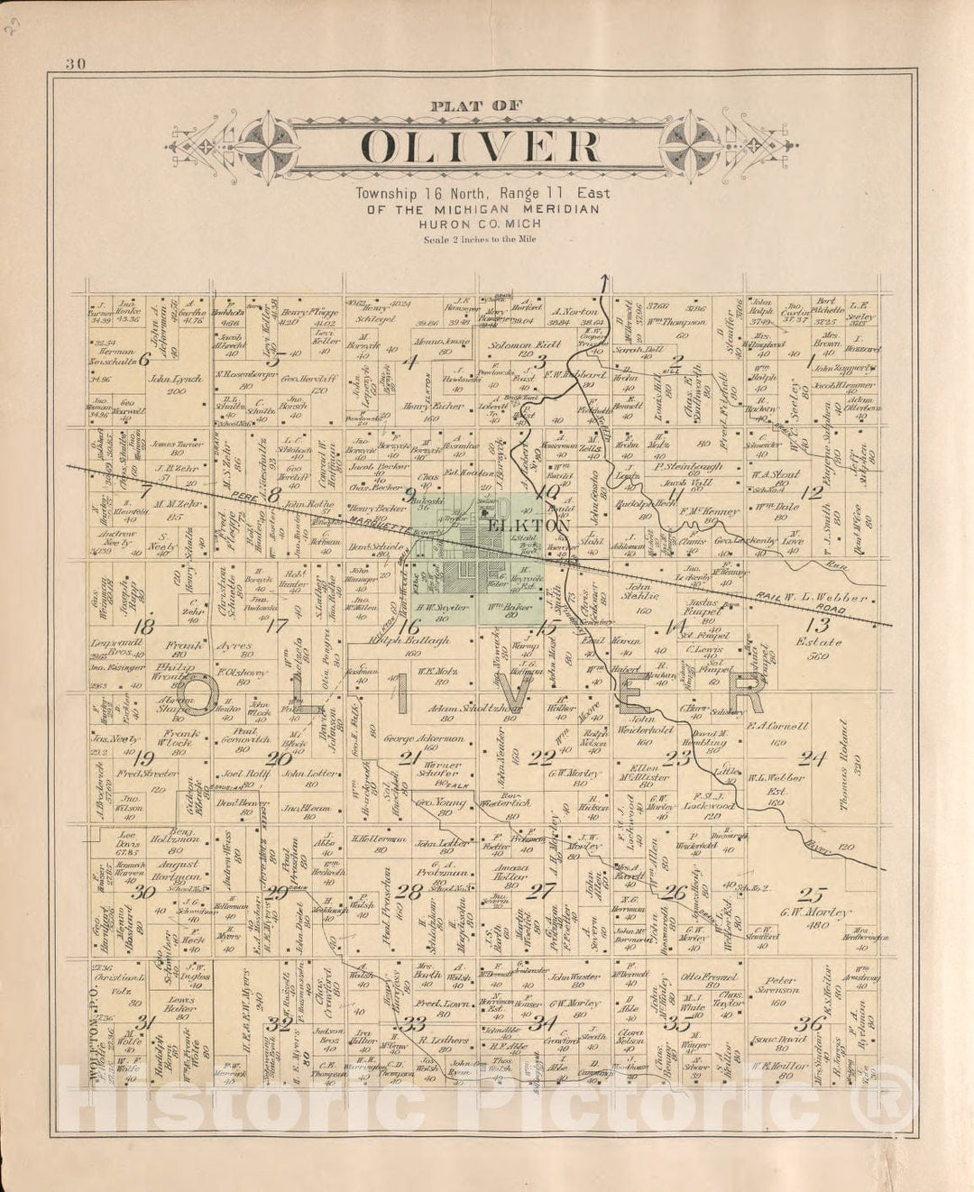 Historic 1904 Map - Plat Book of Huron County, Michigan : Also patron's Business and General Farmer's Directory of Huron Co, Mich. : with Biographical Sketches - Lincoln