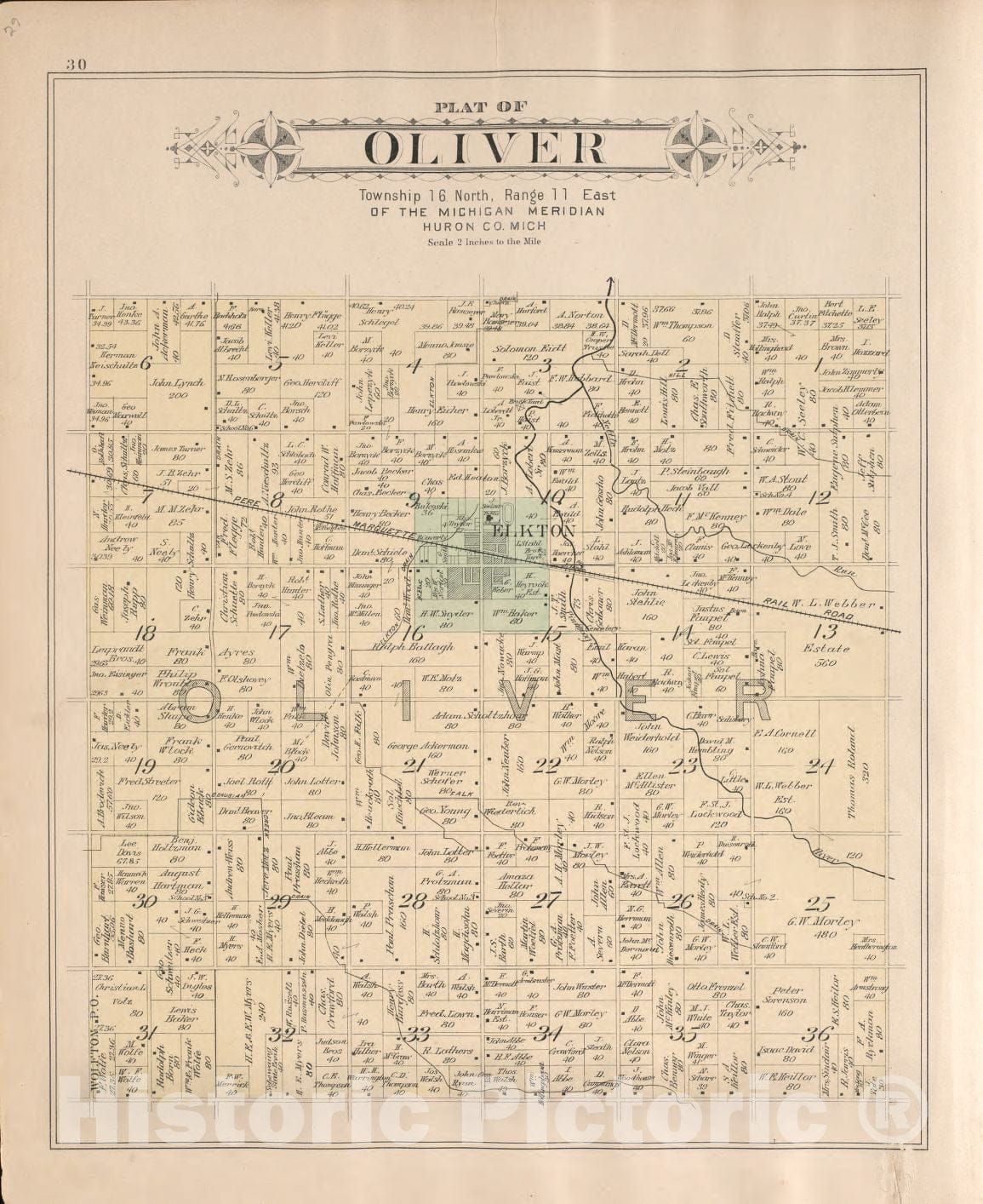 Historic 1904 Map - Plat Book of Huron County, Michigan : Also patron's Business and General Farmer's Directory of Huron Co, Mich. : with Biographical Sketches - Lincoln