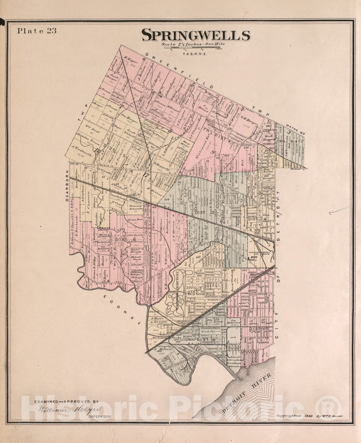 Historic 1893 Map - Detailed Official Atlas of Wayne County, Michigan : containing General maps of Wayne County and City of Detroit - Details of Ecorse - 2