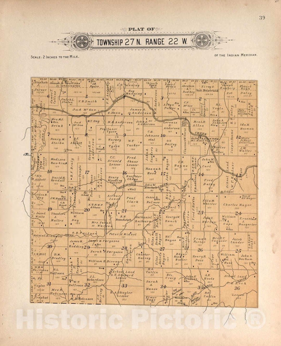 Historic 1910 Map - Plat Book of Harper County, Oklahoma : containing maps of Villages, Cities and townships of The County, and of The State - Township 27 Range 25 W