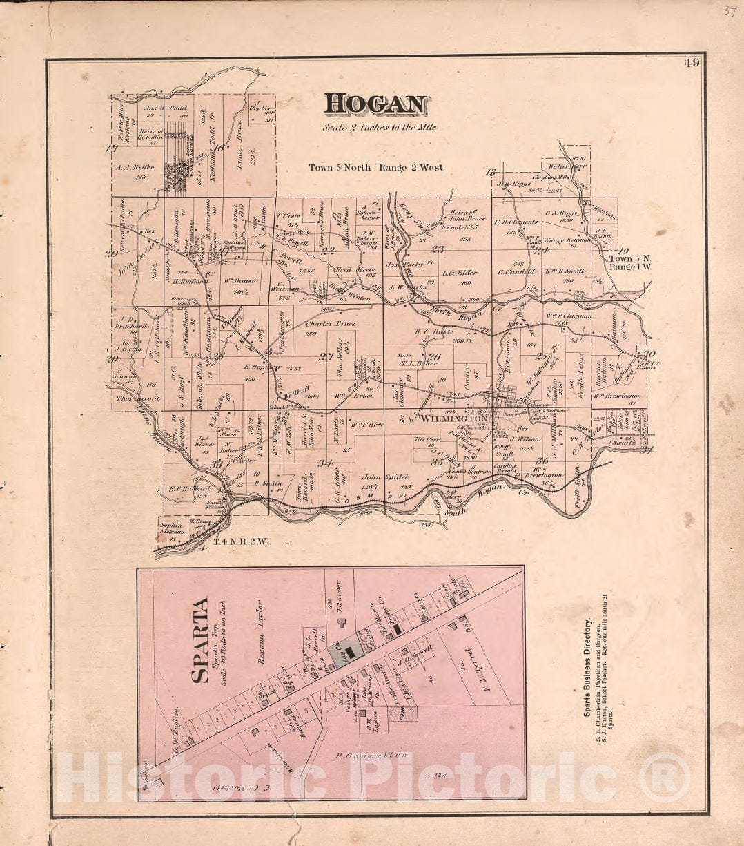 Historic 1875 Map - Atlas of Dearborn County, Indiana : to which is Added a map of The State of Indiana, Also an Outline and Rail Road map of The United States - Lawrenceburgh 2