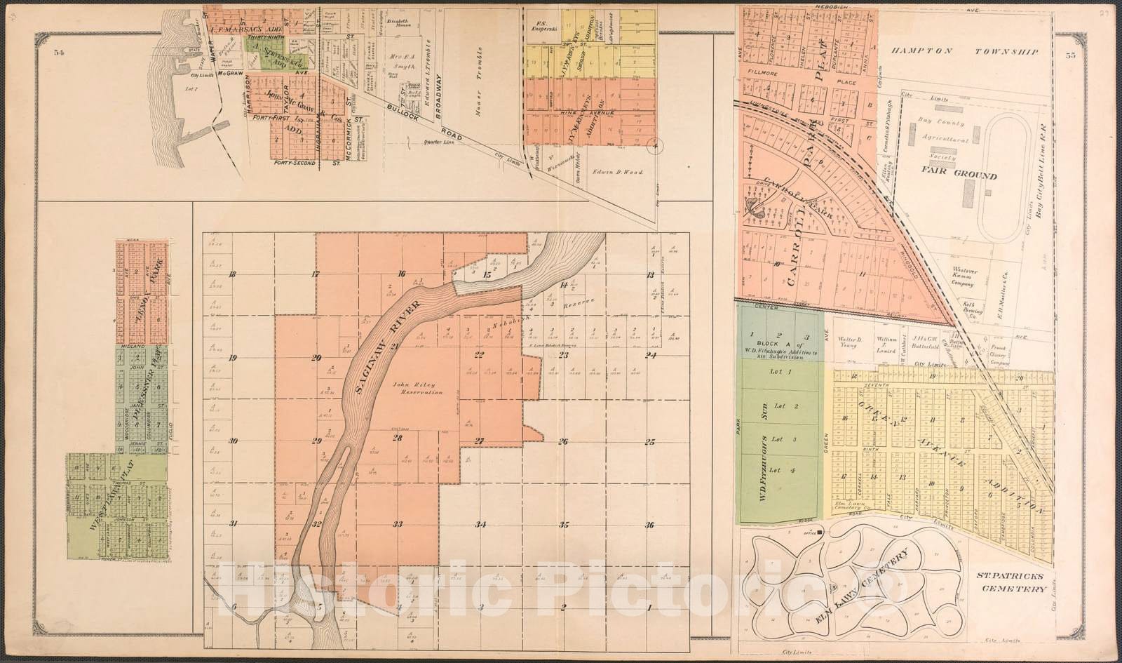 Historic 1916 Map - The County of Bay : State, County, Township, City and Village maps - Bay City - 5 - Atlas of Bay County, Michigan