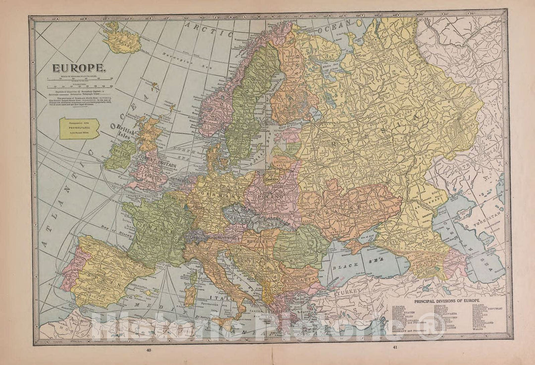 Historic 1921 Map - Atlas of Plymouth County, Iowa - Europe - Atlas of Plymouth County and The World