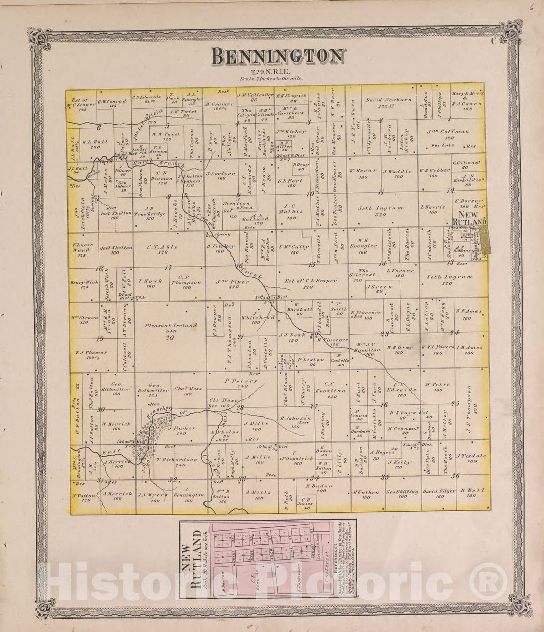 Historic 1870 Map - Atlas of Marshall Co. and The State of Illinois - Bennington - Atlas of Marshall County and The State of Illinois