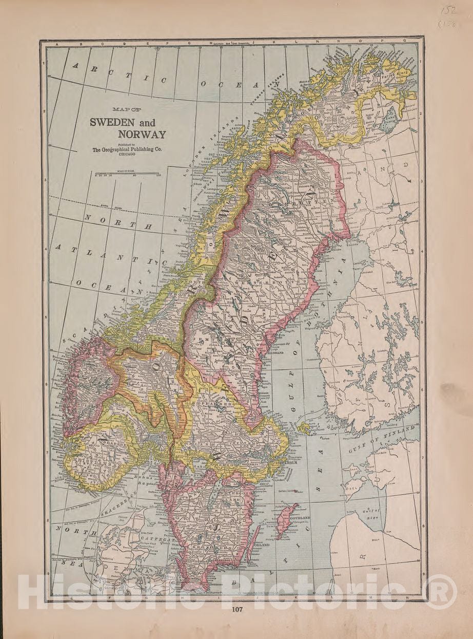 Historic 1921 Map - Atlas of Plymouth County, Iowa - Sweden and Norway - Atlas of Plymouth County and The World