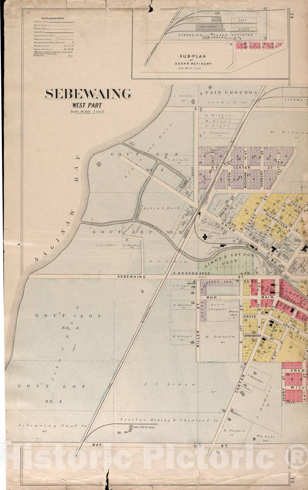 Historic 1904 Map - Plat Book of Huron County, Michigan - Sebewaing-West Part