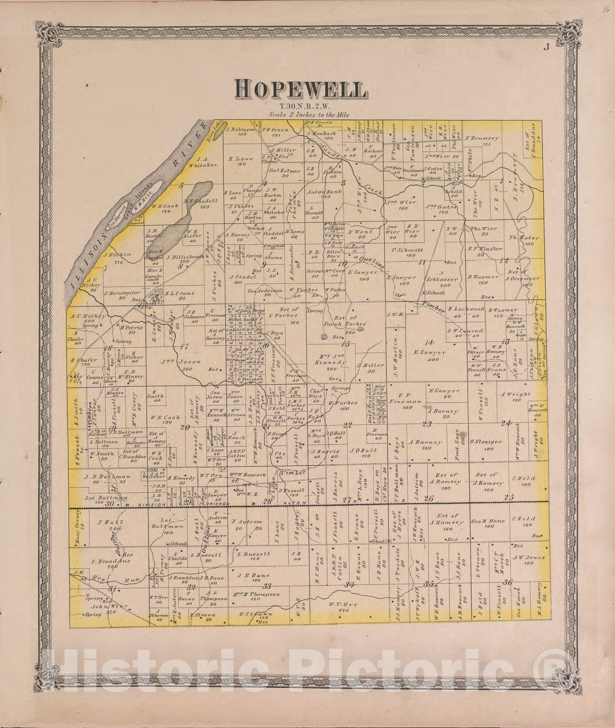 Historic 1870 Map - Atlas of Marshall Co. and The State of Illinois - Hopewell - Atlas of Marshall County and The State of Illinois