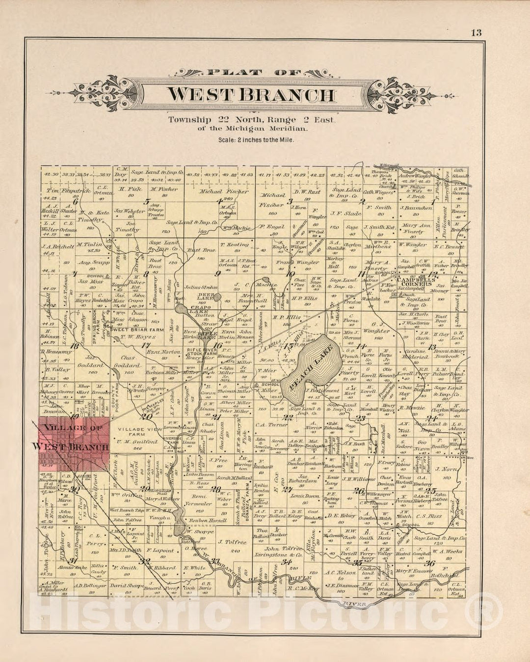 Historic 1903 Map - Plat Book of Ogemaw County, Michigan - West Branch 3