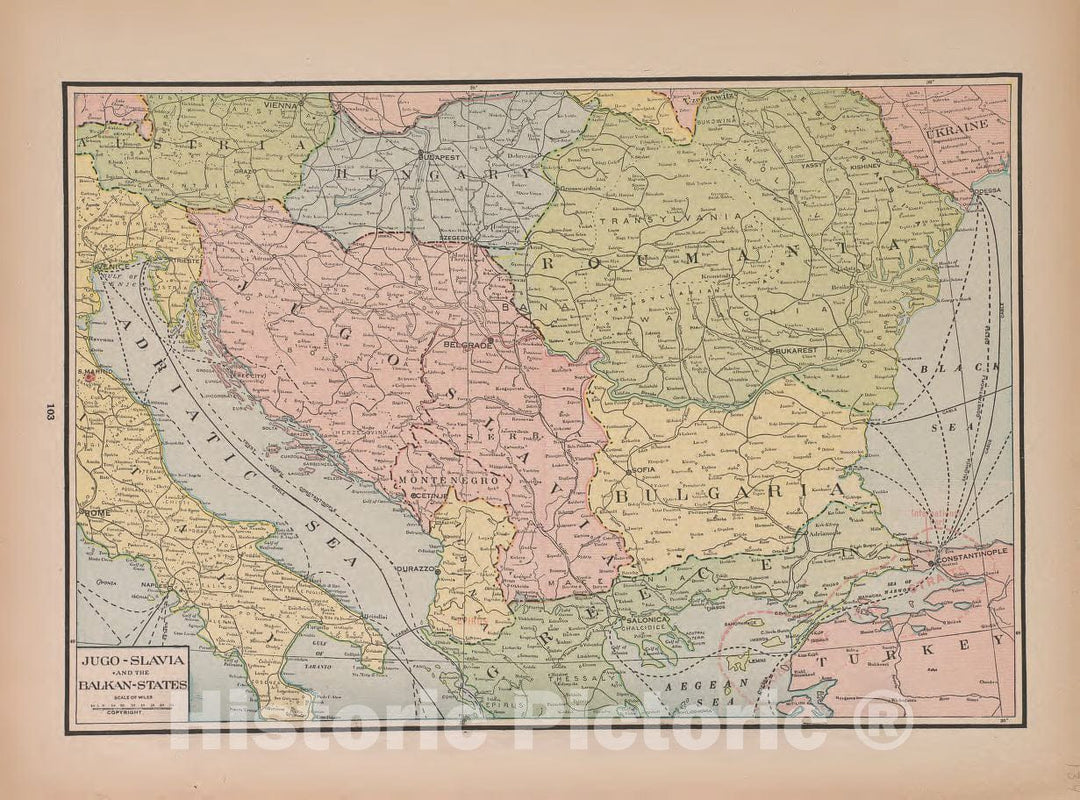 Historic 1927 Map - Atlas of Doniphan County, Kansas - Jugo-Slavia and The Balkan States - Atlas of Doniphan County and The World