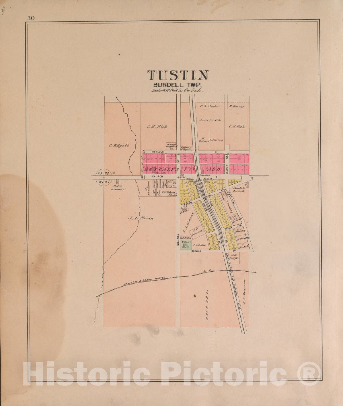 Historic 1900 Map - Plat Book of Osceola County, Michigan - Tustin