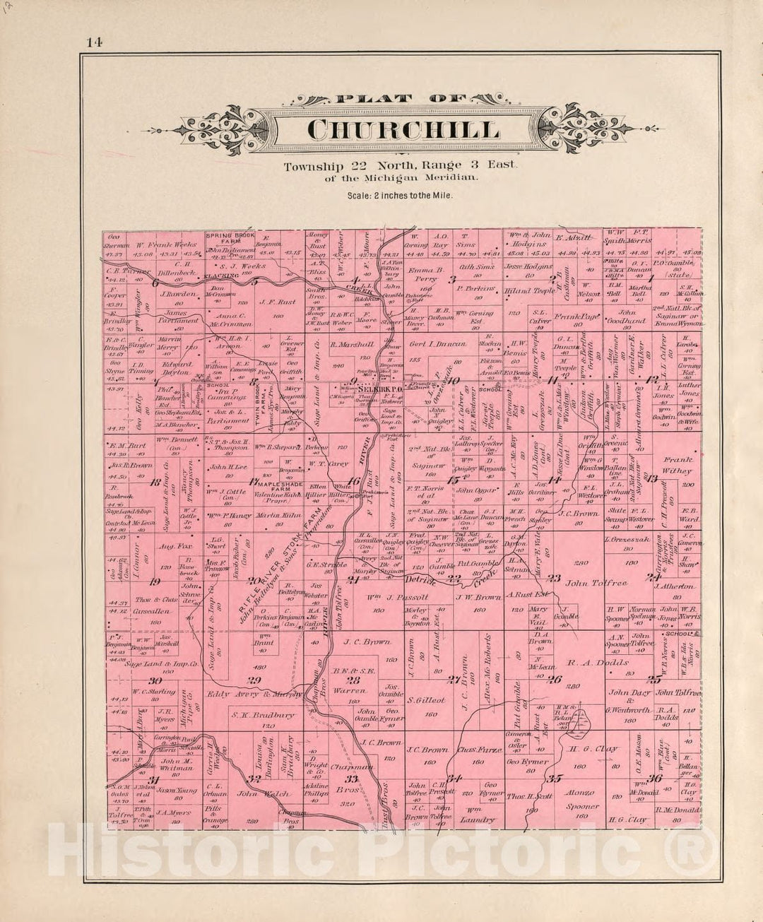 Historic 1903 Map - Plat Book of Ogemaw County, Michigan - Churchill