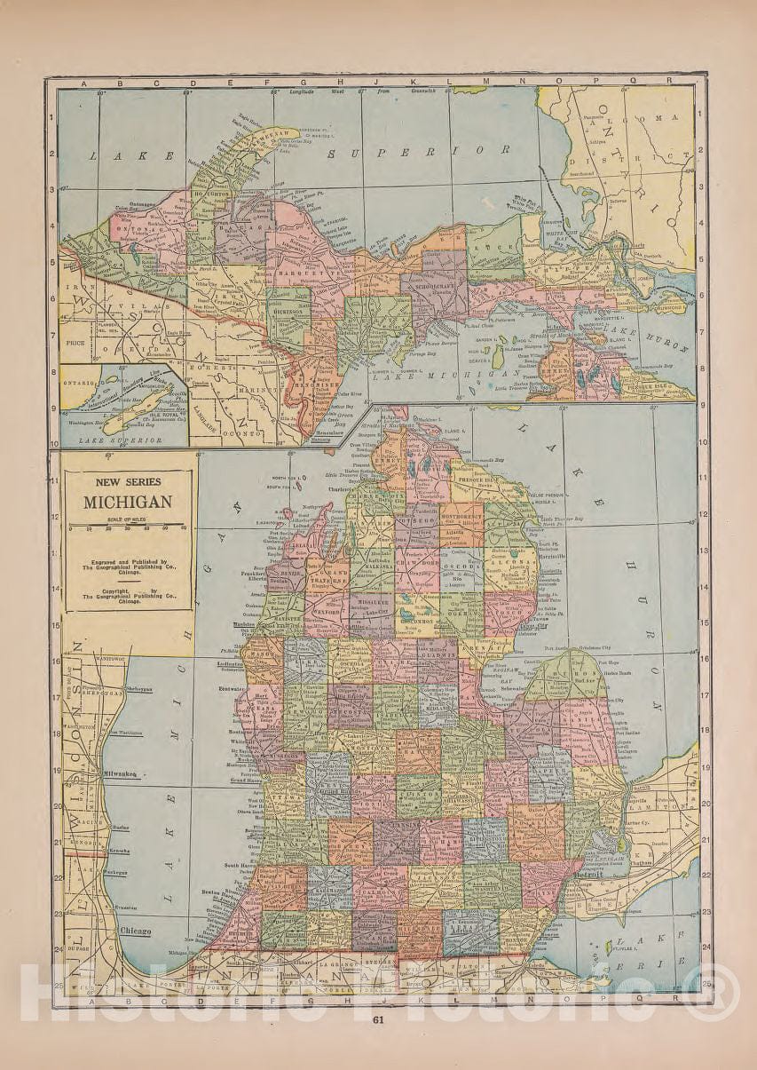 Historic 1927 Map - Atlas of Doniphan County, Kansas - Michigan - Atlas of Doniphan County and The World