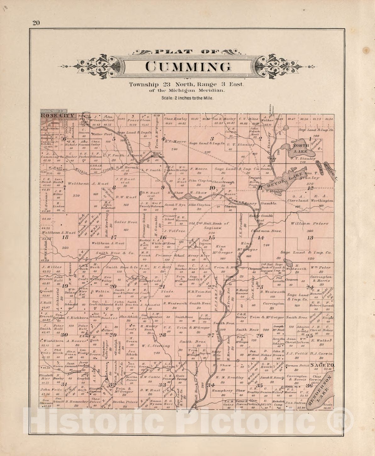 Historic 1903 Map - Plat Book of Ogemaw County, Michigan - Cumming