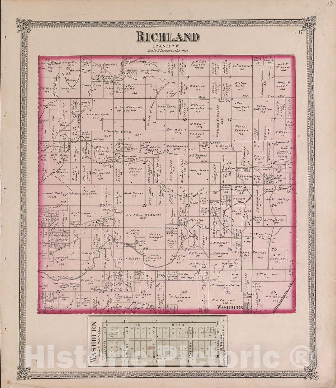 Historic 1870 Map - Atlas of Marshall Co. and The State of Illinois - Richland - Atlas of Marshall County and The State of Illinois