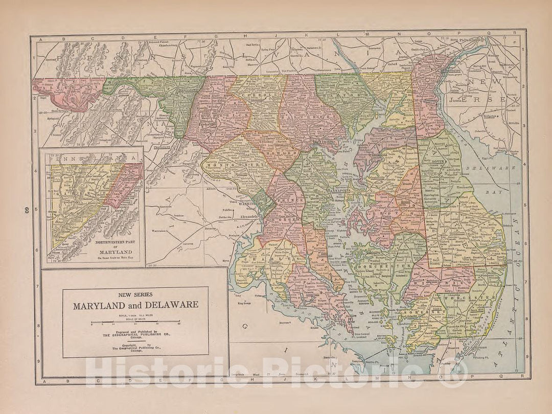 Historic 1927 Map - Atlas of Doniphan County, Kansas - Maryland and Delaware - Atlas of Doniphan County and The World