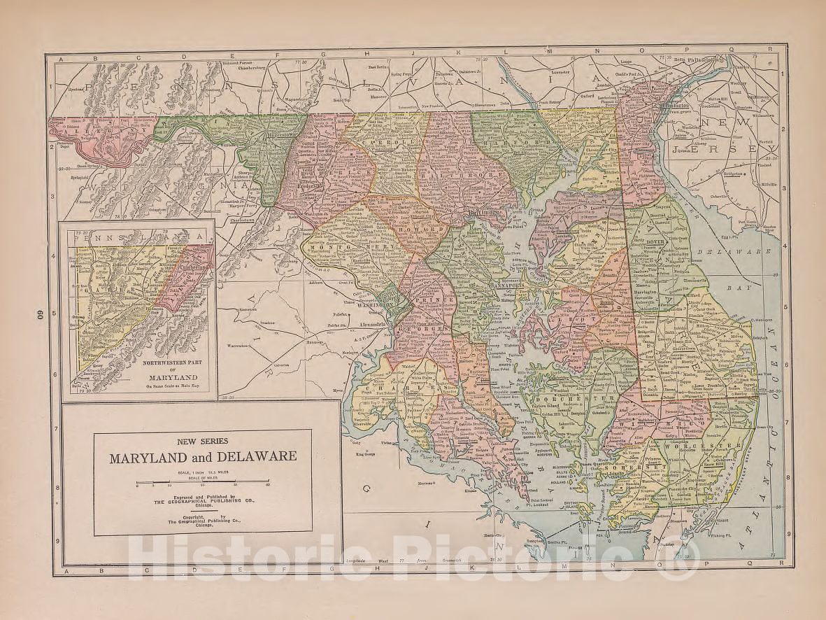 Historic 1927 Map - Atlas of Doniphan County, Kansas - Maryland and Delaware - Atlas of Doniphan County and The World