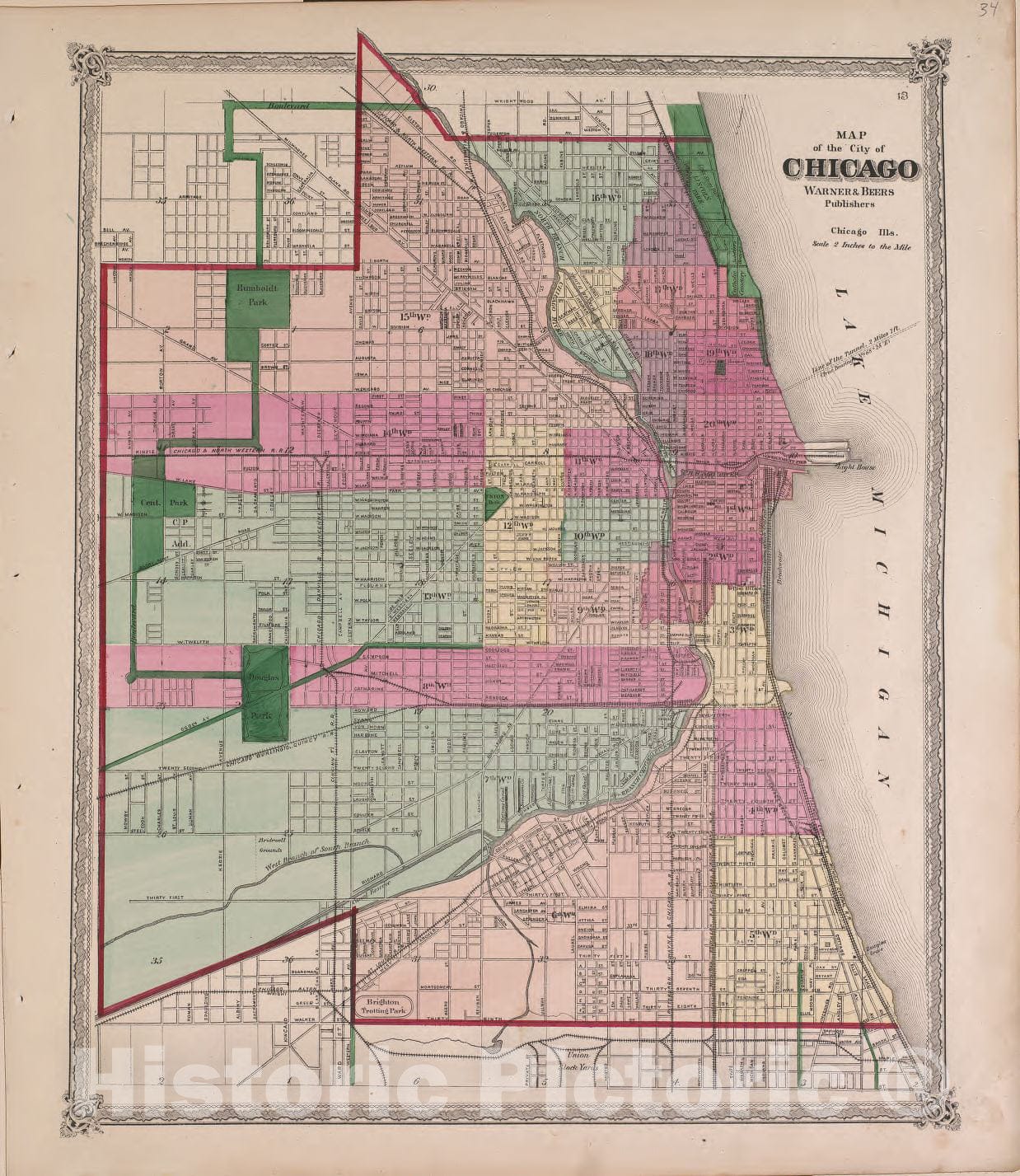 Historic 1870 Map - Atlas of Marshall Co. and The State of Illinois - Map of The City of Chicago - Atlas of Marshall County and The State of Illinois