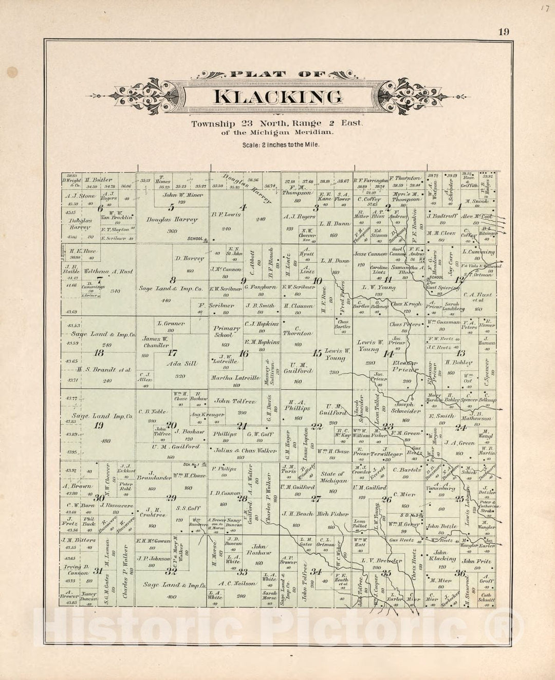 Historic 1903 Map - Plat Book of Ogemaw County, Michigan - Klacking