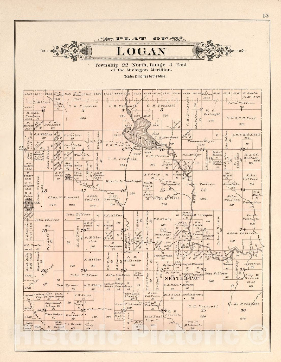 Historic 1903 Map - Plat Book of Ogemaw County, Michigan - Logan