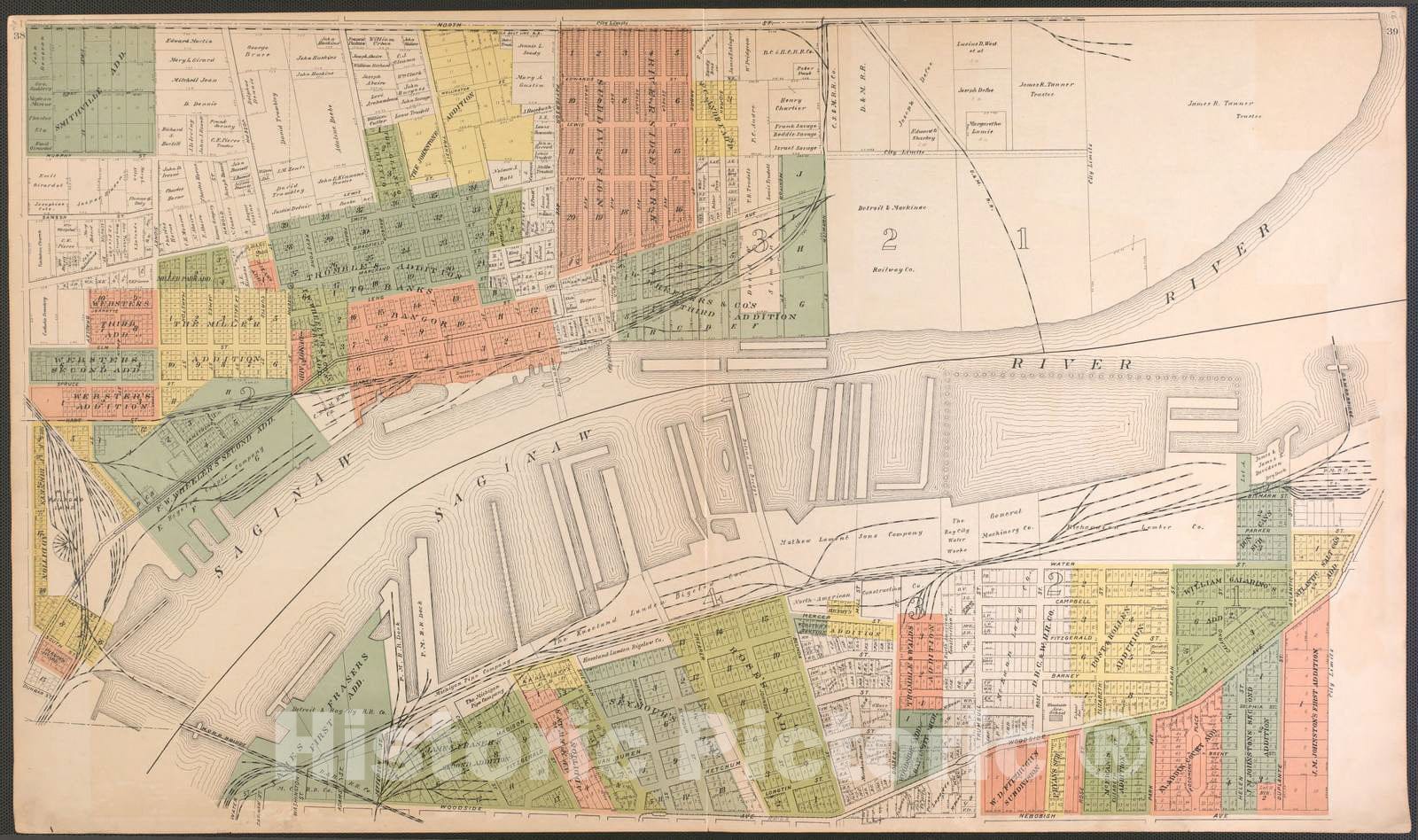 Historic 1916 Map - The County of Bay : State, County, Township, City and Village maps - Bay City - 1 - Atlas of Bay County, Michigan