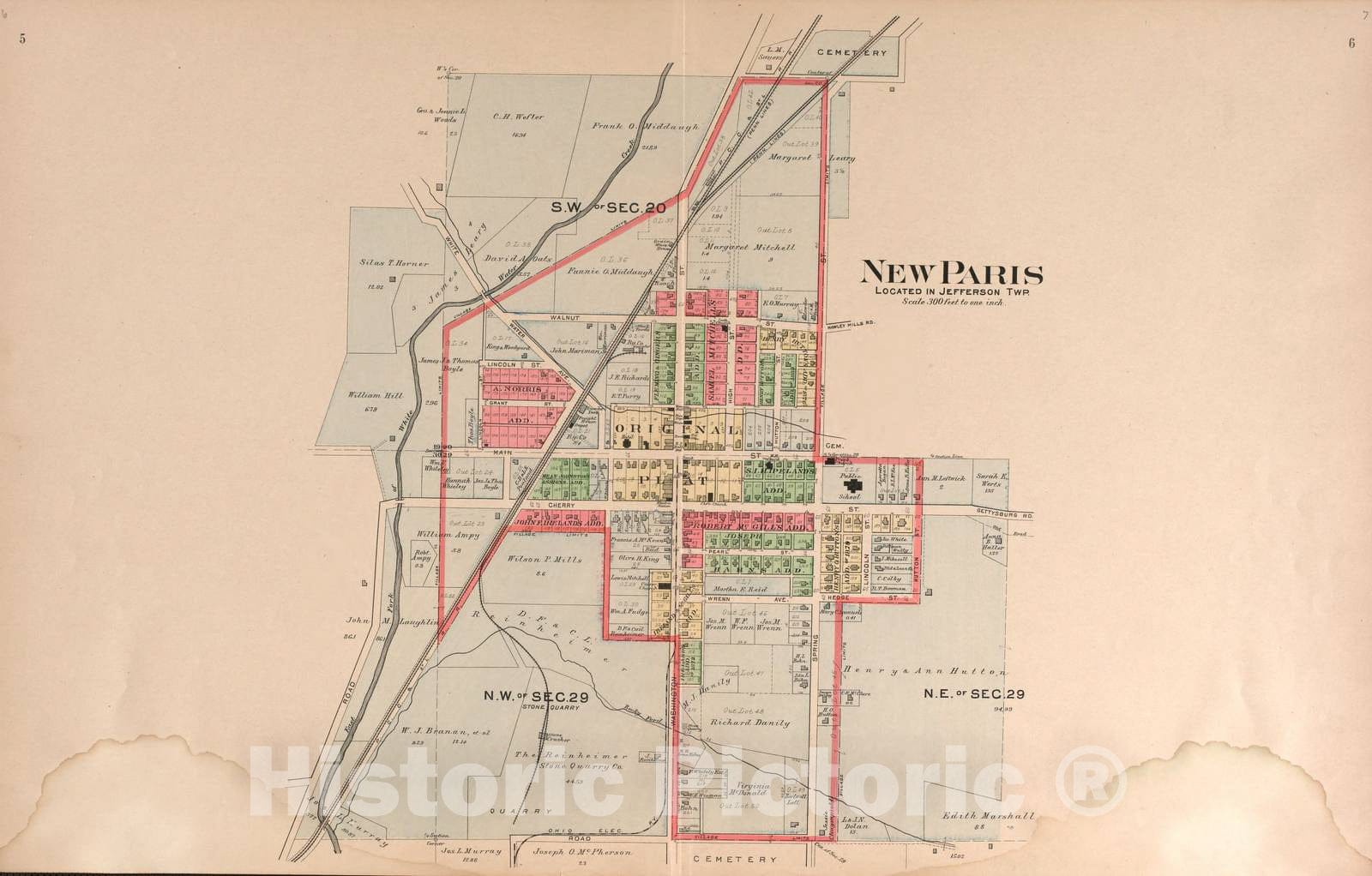 Historic 1912 Map - Plat Book of Preble County, Ohio - New Paris